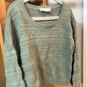 Knitworks Sage Green Cropped Knit Sweater XL (18) Juniors